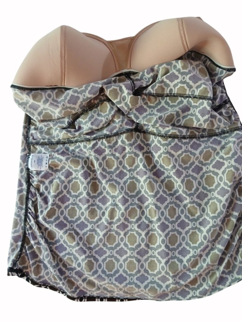 Lands End Top Tankini Swim Size 16 16W Surplice Bust Padded Shelf Bra Geometric - Picture 11 of 15